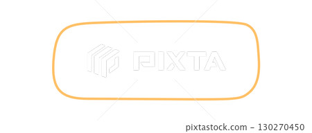 Fluid hand drawn rectangle outline forms a unique text box shape. Modern frame and template in orange for minimal background or label, ideal as textbox or for creative card and message. 130270450