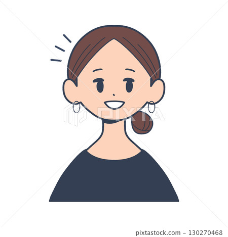 A young woman's happy expression, front upper body, simple illustration A young woman's happy expression, front upper body, simple illustration 130270468