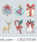 Christmas illustration painted in watercolor 130270584