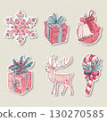 Illustration of Santa Claus with gift boxes 130270585