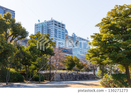 Fuji TV (Odaiba) seen from Symbol Promenade Park 130271273