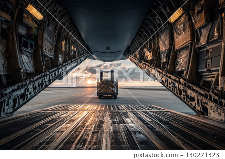 Loading cargo planes at the airport 130271323