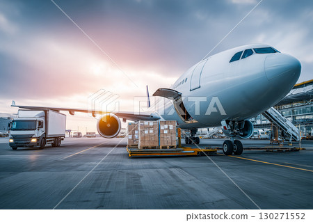 Logistics aircraft equipped with a cargo loading system 130271552