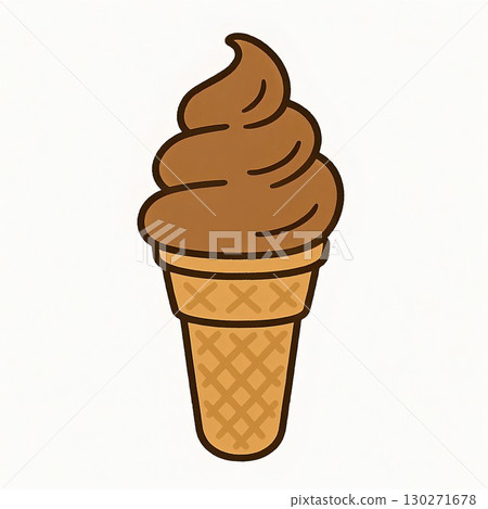 Cartoon style chocolate soft serve ice cream single item illustration 130271678