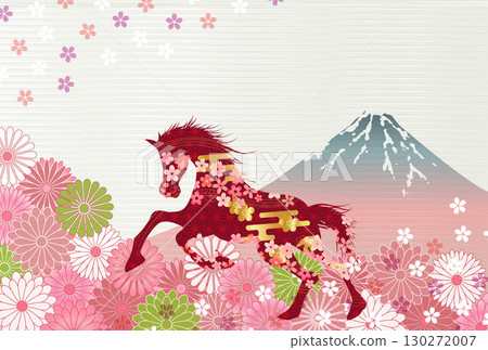 馬年賀卡十二生肖背景 130272007