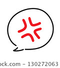 憤怒的標記卡通符號語音氣泡圖標 130272063