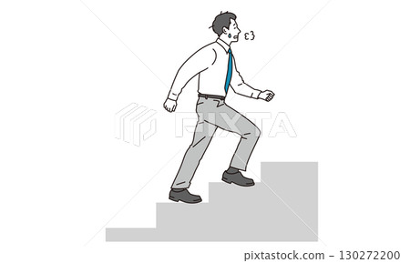 Illustration material of a businessman who has difficulty climbing stairs Illustration material of a businessman who has difficulty climbing stairs 130272200