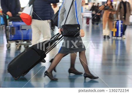 Flight attendants heading to the boarding gate International flight flight attendants 130272234