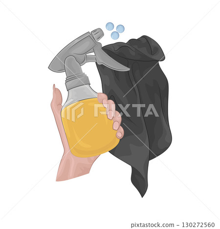 Illustration of Wipe Cloth With Spray Bottle Illustration of Wipe Cloth With Spray Bottle 130272560