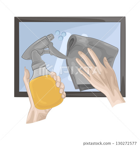 Illustration of Wipe With Spray Bottle  130272577