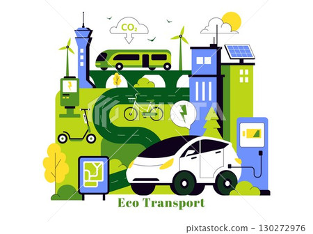 Eco Friendly Transportation Illustration featuring the Combination of Multiple Travel Modes for Efficiency in Urban Transport Methods in a Background Eco Friendly Transportation Illustration featuring the Combination of Multiple Travel Modes for Efficiency in Urban Transport Methods in a Background 130272976