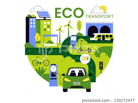 Eco Friendly Transportation Illustration featuring the Combination of Multiple Travel Modes for Efficiency in Urban Transport Methods in a Background Eco Friendly Transportation Illustration featuring the Combination of Multiple Travel Modes for Efficiency in Urban Transport Methods in a Background 130272977
