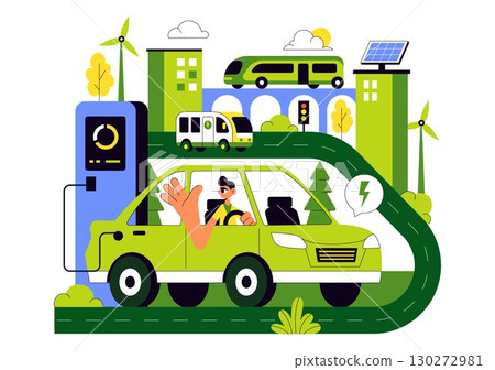 Eco Friendly Transportation Illustration featuring the Combination of Multiple Travel Modes for Efficiency in Urban Transport Methods in a Background 130272981