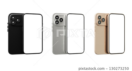 Mockup of smartphones in multiple colors highlighting sleek design and features. 3D render illustration Mockup of smartphones in multiple colors highlighting sleek design and features. 3D render illustration 130273250