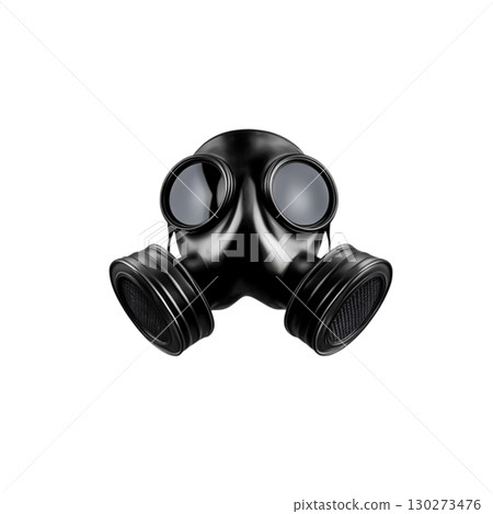 Black Gas Mask with Clear Lenses and Filters for Safety and Protection in Hazardous Environments 130273476