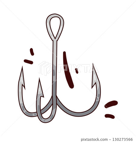 illustration of triple fishing hook 130273566