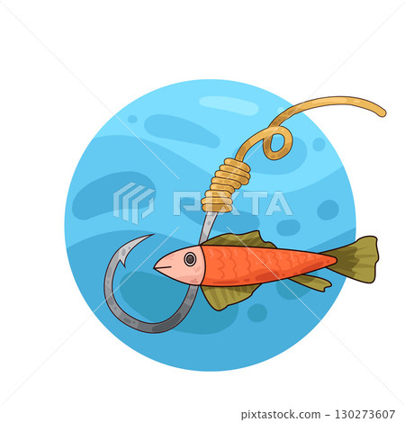 illustration of fishing hook with lure illustration of fishing hook with lure 130273607