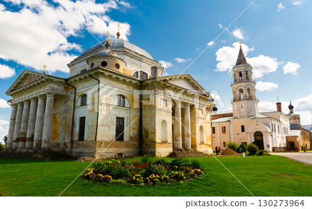 Inner court of Borisoglebsky Monastery in Torzhok in summer, Russia 130273964