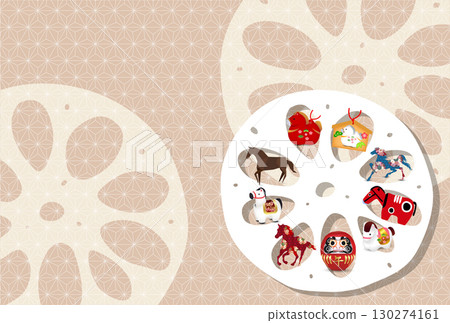 馬年賀卡十二生肖背景 馬年賀卡十二生肖背景 130274161