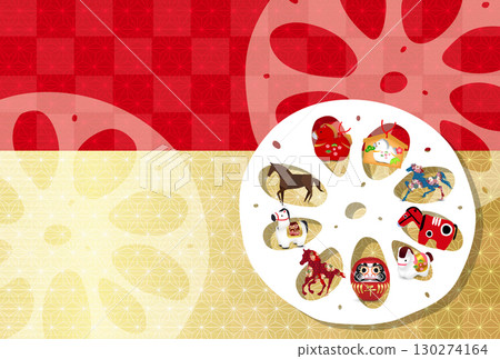 Horse New Year's card zodiac background 130274164