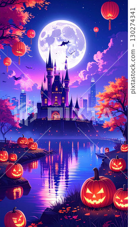 Halloween pumpkin AI generation background 130274341