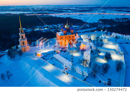 Aerial view of the Kremlin with Assumption Cathedral in city of Ryazan. Russia 130274472