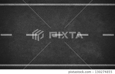 Asphalt road with white lane marking top view. 130274855