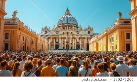St Peters Basilica and Obelisk in Vatican City with a Sea of Peo St Peters Basilica and Obelisk in Vatican City with a Sea of Peo 130275205
