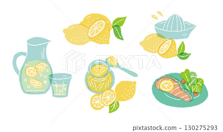 Lemon illustration set 130275293