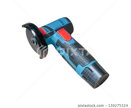 Cordless angle grinder power tool battery pack, isolated on a white background. Cordless angle grinder power tool battery pack, isolated on a white background. 130275324