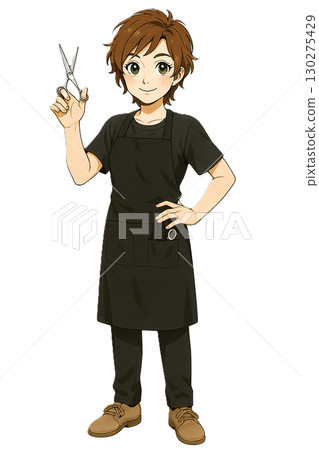 Young hairdresser with scissors 130275429