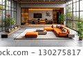 Modern Elegant Home Office design and Living room executive Interior design concept with garden view 130275817
