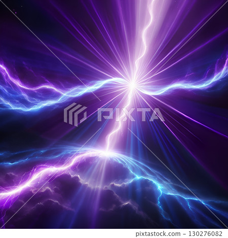 Experience the raw power of electric energy with stunning purple and blue lightning illuminating the night sky Experience the raw power of electric energy with stunning purple and blue lightning illuminating the night sky 130276082