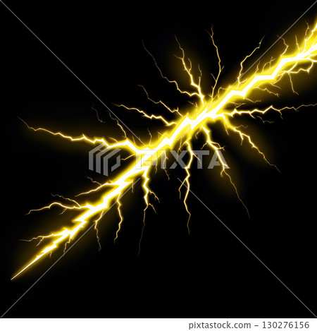 Dynamic yellow lightning strike illuminates the darkness with powerful electric energy, a vibrant energy surge. Dynamic yellow lightning strike illuminates the darkness with powerful electric energy, a vibrant energy surge. 130276156