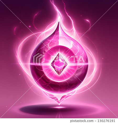 Captivating glowing pink crystal orb pulses with vibrant energy and magical light, inspiring awe and wonder 130276191