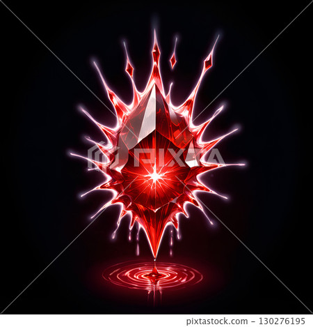 Captivating glowing red gemstone bursts with energy on dark background, a powerful symbol of passion and power 130276195