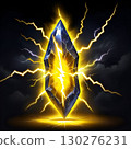 Dynamic crystal crackles with vibrant lightning energy, symbolizing power and transformation in a dramatic dark setting 130276231
