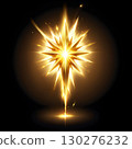 Radiant golden starburst illuminates dark background with brilliant light and shimmering particles, symbolizing hope and achievement 130276232