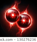 Two glowing red orbs crackle with vibrant energy and lightning, symbolizing power and intensity 130276236