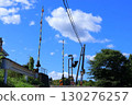Blue sky and railroad crossing 130276257