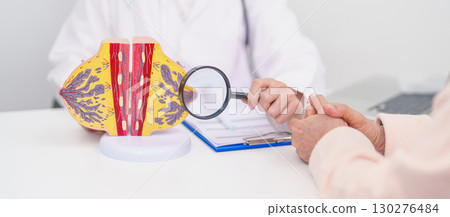 woman Patient consultation with doctor for Breast Augmentation Surgery, October Breast Cancer Awareness month, implant, Diagnosis, Beauty woman enlargement and medical healthcare concept 130276484