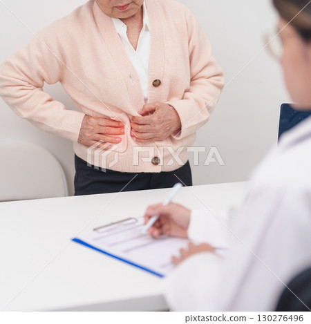 Senior Woman Chest ache. Elderly Patient consultation medical health for Liver cancer and Tumor, Jaundice, Viral Hepatitis, Cirrhosis, Failure, Enlarged, Hepatic Encephalopathy and healthcare Senior Woman Chest ache. Elderly Patient consultation medical health for Liver cancer and Tumor, Jaundice, Viral Hepatitis, Cirrhosis, Failure, Enlarged, Hepatic Encephalopathy and healthcare 130276496
