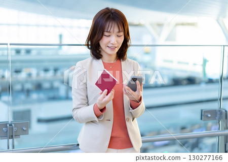A woman with a passport 130277166