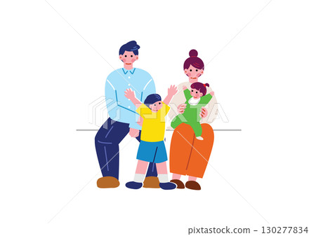 一家四口坐在椅子上 130277834