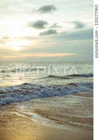 The coast of Thailand at sunset on Khao Lak Island. The coast of Thailand at sunset on Khao Lak Island. 130277963