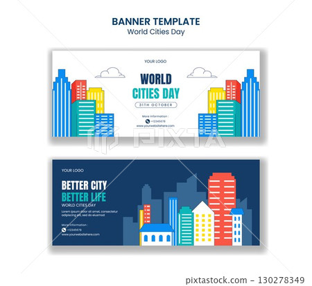 World Cities Day Horizontal Banner Design in Flat Cartoon Template Background Illustration World Cities Day Horizontal Banner Design in Flat Cartoon Template Background Illustration 130278349