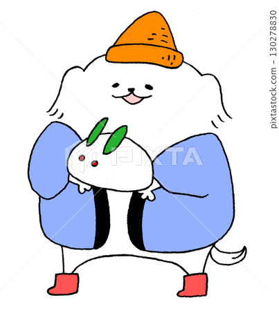 Dog with snow rabbit Dog with snow rabbit 130278830