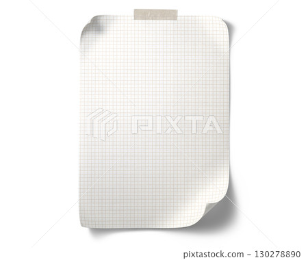 Tape-attached note paper with grid 130278890