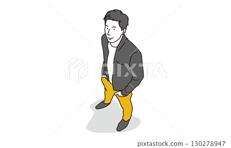 Bird's-eye view of a man illustration 130278947