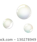 Three transparent soap bubbles with a pearlescent sheen illustration 130278949